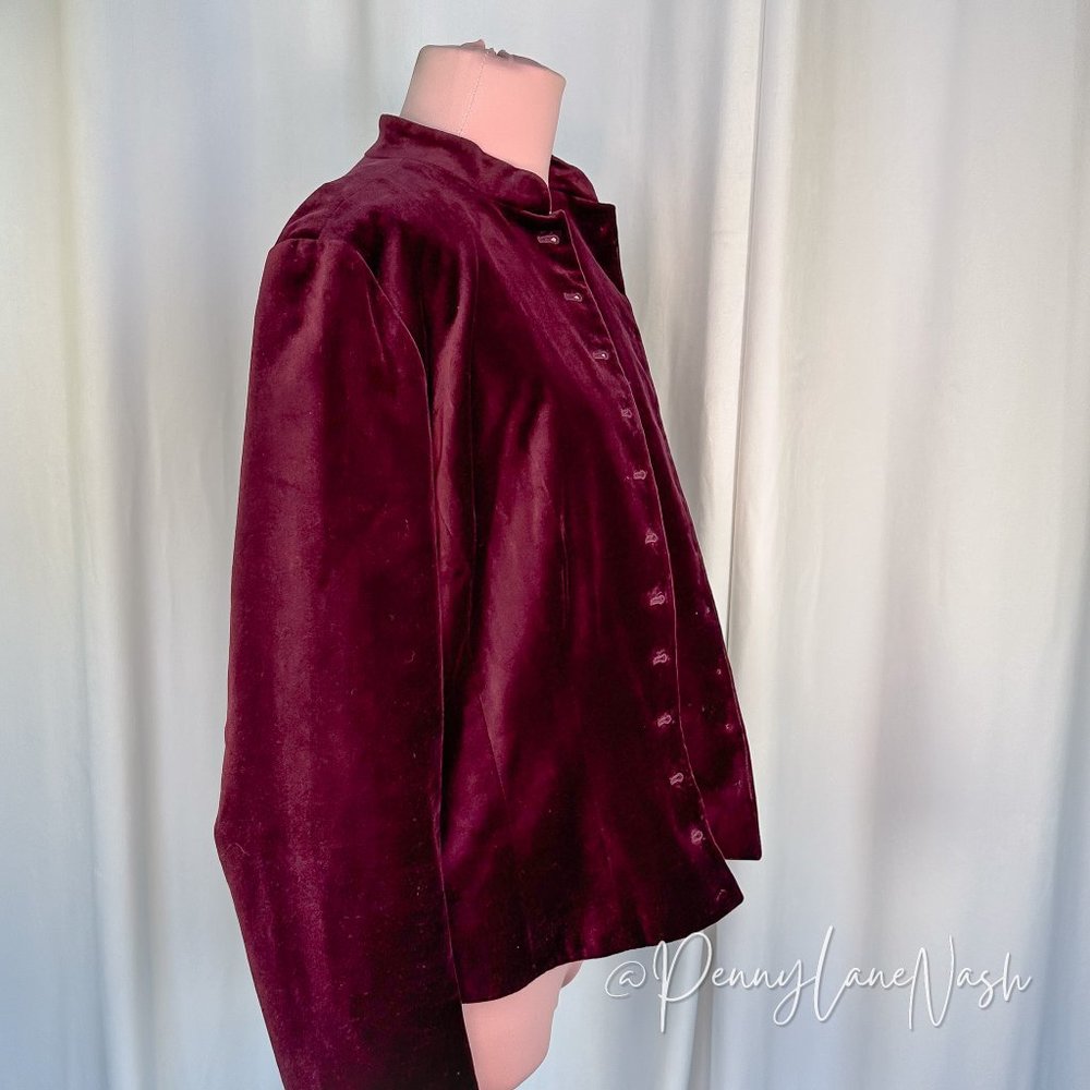 American Living Faux Suede Pearl Button Jacket Wine Vintage - Picture 5 of 10